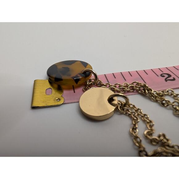 J.Crew Layered Pendant Necklace 13 Inch Gold Tortoise Shell Disc - Picture 6 of 7